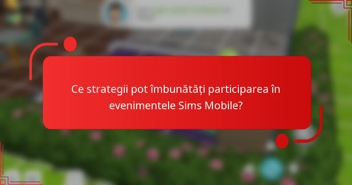Ce strategii pot îmbunătăți participarea în evenimentele Sims Mobile?