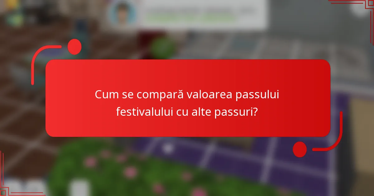 Cum se compară valoarea passului festivalului cu alte passuri?