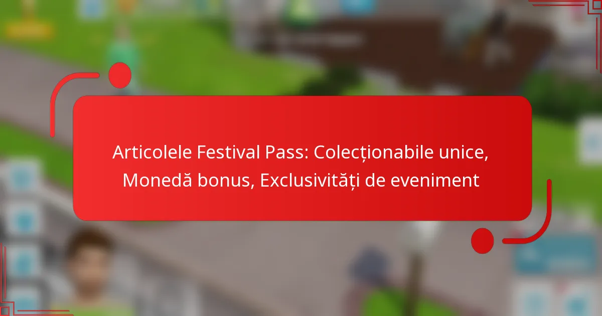 Articolele Festival Pass: Colecționabile unice, Monedă bonus, Exclusivități de eveniment