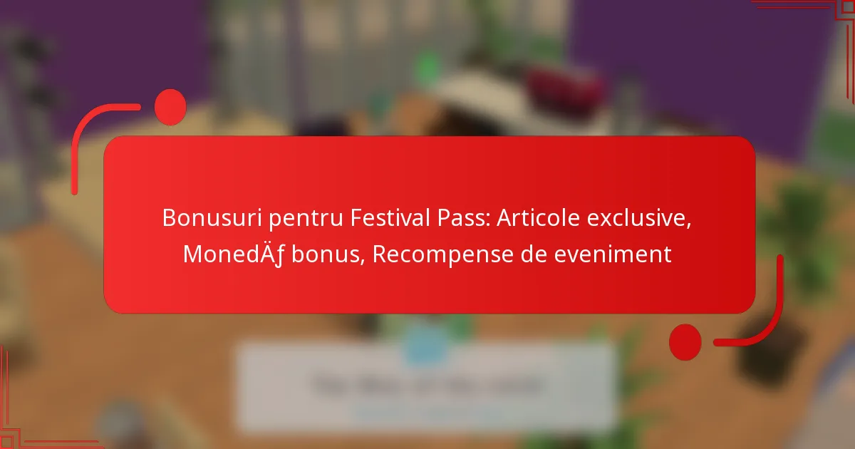 Bonusuri pentru Festival Pass: Articole exclusive, Monedă bonus, Recompense de eveniment