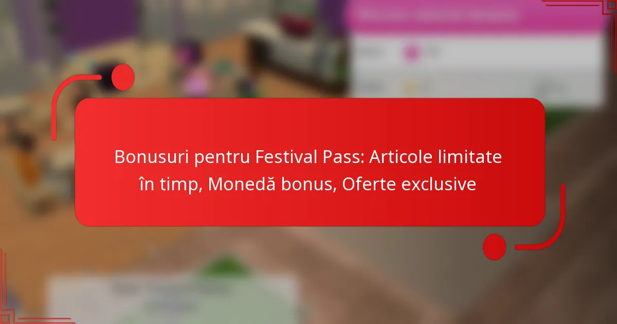 Bonusuri pentru Festival Pass: Articole limitate în timp, Monedă bonus, Oferte exclusive