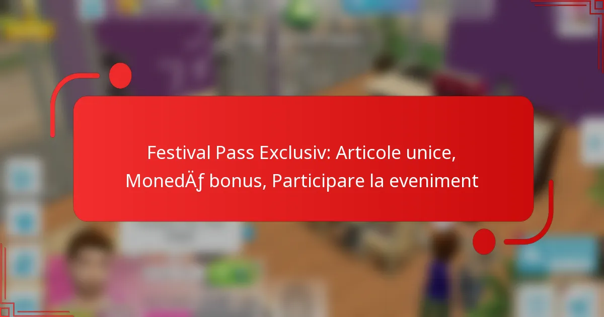 Festival Pass Exclusiv: Articole unice, Monedă bonus, Participare la eveniment
