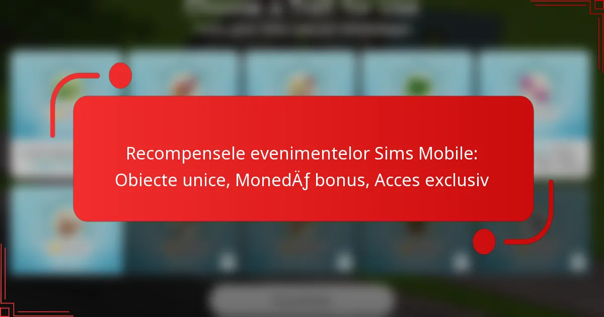 Recompensele evenimentelor Sims Mobile: Obiecte unice, Monedă bonus, Acces exclusiv